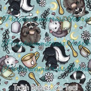Trash Babies On Teal - Fabric