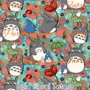Bold Floral Totoro - Fabric