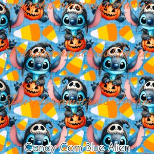 Candy Corn Blue Alien - Fabric