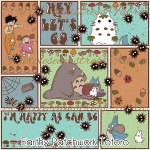 Earthy Patchwork Totoro - Fabric