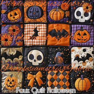 Faux Quilt Halloween - Fabric