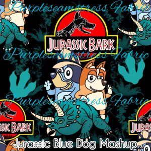 Jurassic Blue Dog Mashup - Fabric