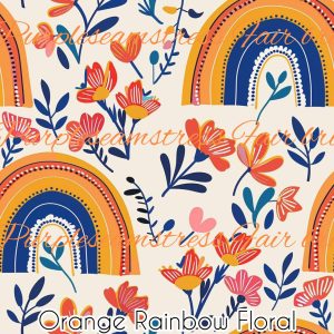 Orange Rainbow Floral - Fabric