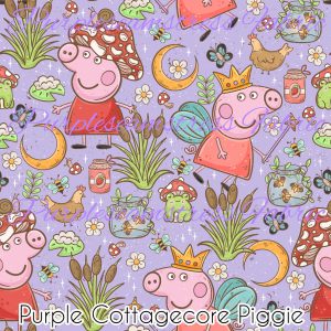 Purple Cottagecore Piggie - Fabric
