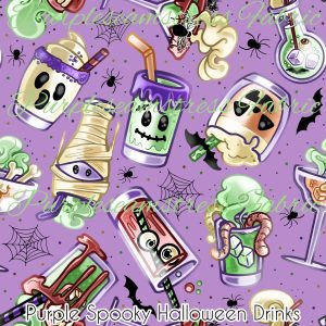 Purple Spooky Halloween Drinks - Fabric