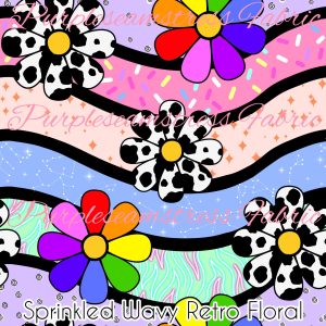 Sprinkled Retro Wavy Floral - Fabric