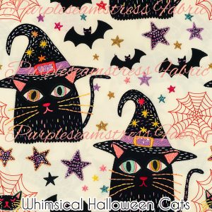 Whimsical Halloween Cats - Fabric