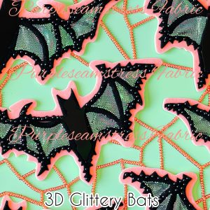 3D Glittery Bats - Fabric