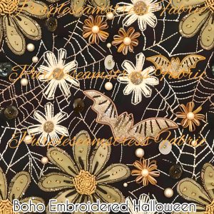 Boho Embroidered Halloween - Fabric