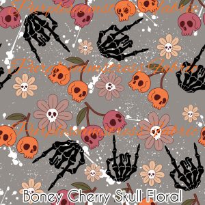 Boney Cherry Skull Floral - Fabric