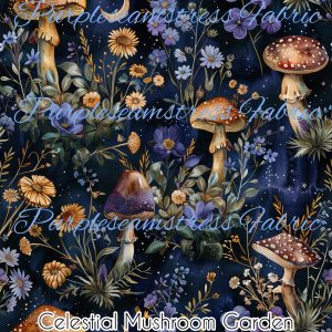 Celestial Mushroom Garden - Fabric