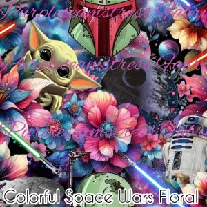 Colorful Space Wars Floral - Fabric