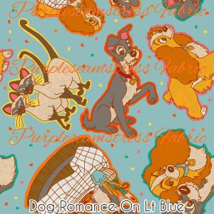 Dog Romance on Lt Blue - Fabric