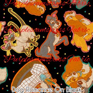 Dog Romance on Black - Fabric