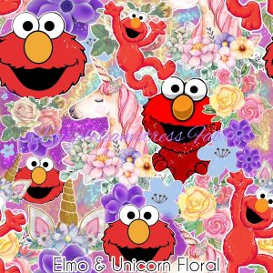 Elmo & Unicorn Floral - Fabric