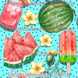 Fresh Watermelon on Blue - Fabric