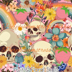 Fruit & Floral Skulls - Fabric