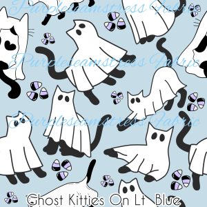 Ghost Kitties on Lt Blue - Fabric