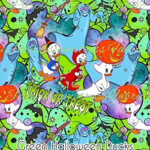 Green Halloween Ducks - Fabric
