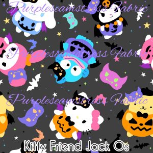 Grey Kitty Friends Jack O's - Fabric