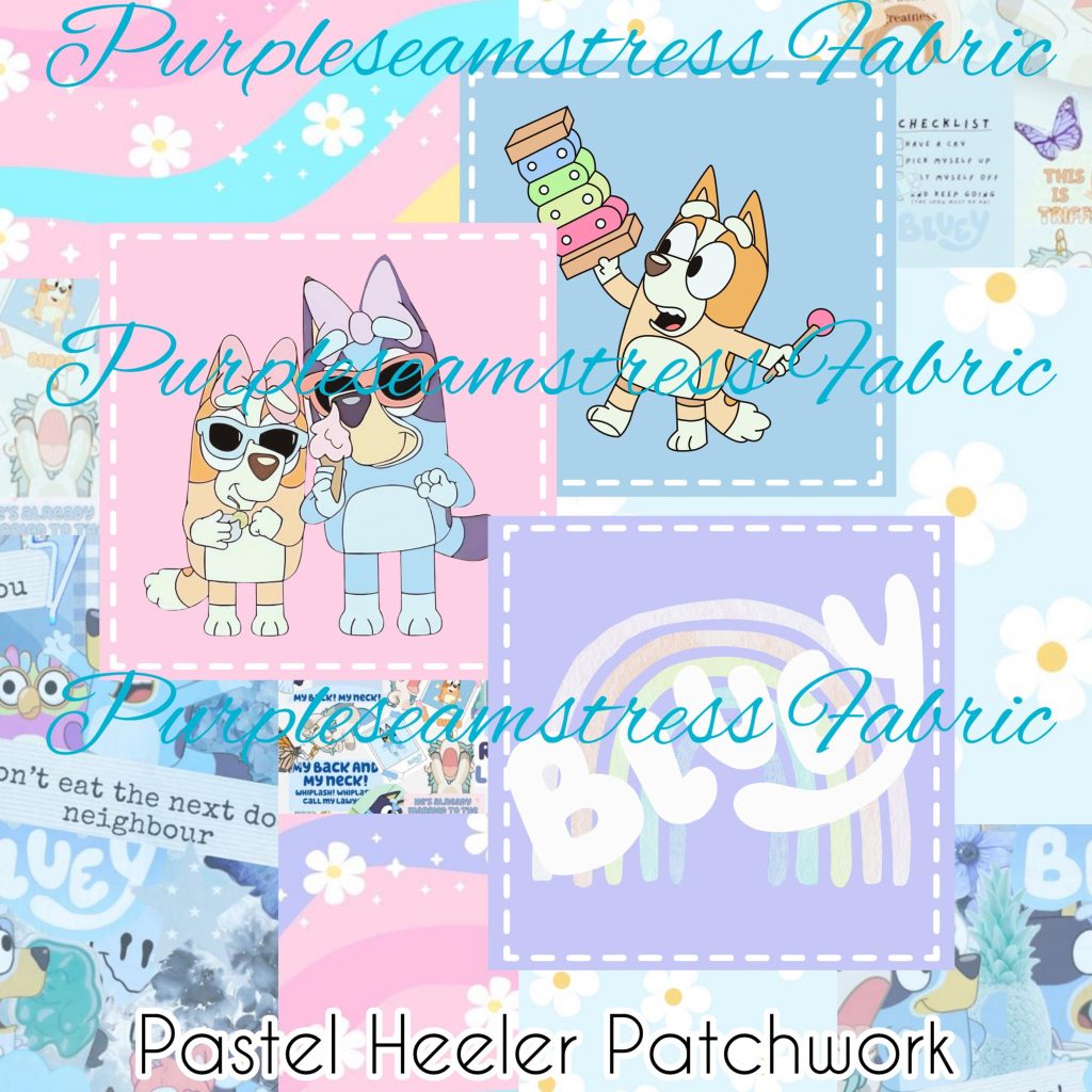 Pastel Heeler Patchwork – Fabric – Purpleseamstress Fabric