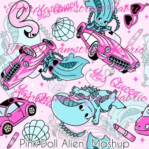 Pink Doll Alien Mashup - Fabric