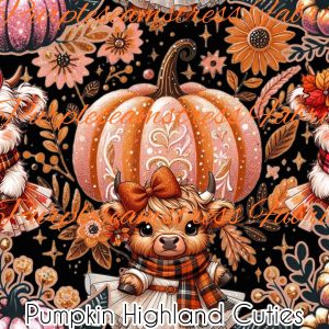 Pumpkin Highland Cuties - Fabric