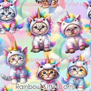 Rainbow Kitty-Corns - Fabric