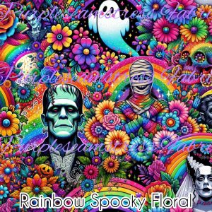 Rainbow Spooky Floral - Fabric