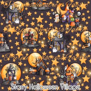 Starry Halloween Village - Fabric
