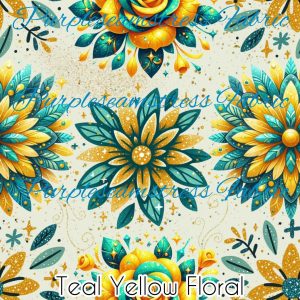 Teal Yellow Floral - Fabric