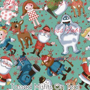 Tossed Misfits On Teal - Fabric