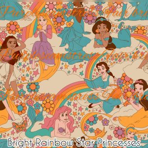 Bright Rainbow Star Princesses - Fabric
