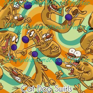 Cat Dog Swirls - Fabric