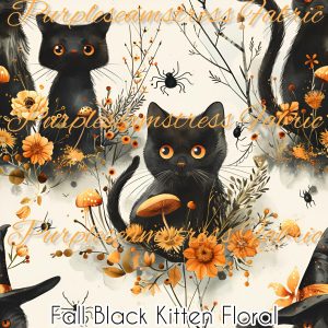 Fall Black Kitten Floral