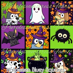Halloween Bluey Squares - Fabric
