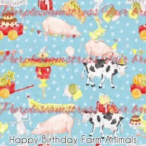 Happy Birthday Farm Animals - Fabric