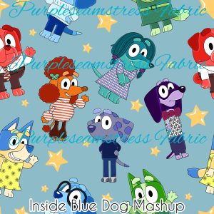 Inside Blue Dog Mashup - Fabric