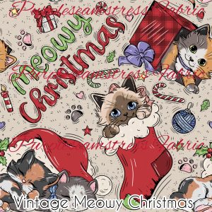 Vintage Meowy Christmas - Fabric