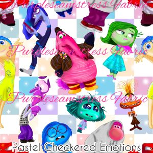 Pastel Checkered Emotions - Fabric