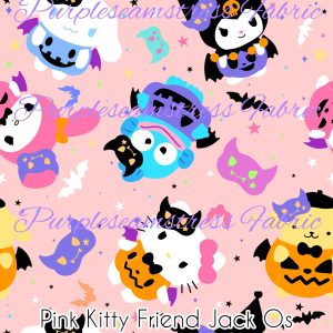 Pink Kitty Friends Jack O's - Fabric