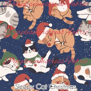 Sleepy Cat Christmas - Fabric