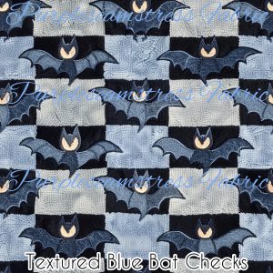 Textured Blue Bat Checks - Fabric