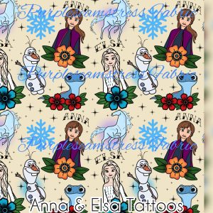 Anna & Elsa Tattoos - Fabric
