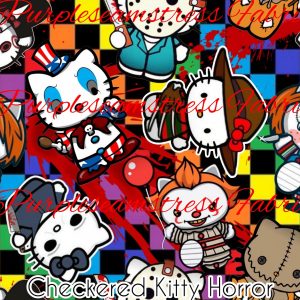 Checkered Kitty Horror - Fabric