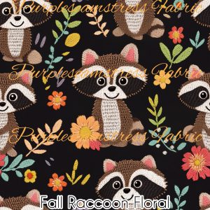 Fall Raccoon Floral - Fabric