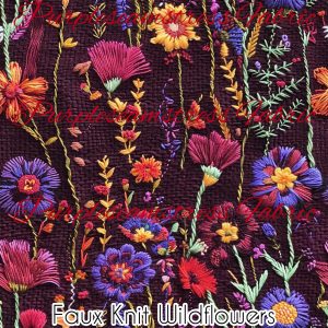 Faux Knit Wildflowers - Fabric