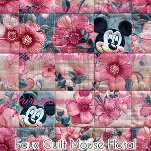 Faux Quilt Mouse Floral - Fabric