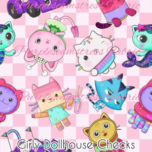 Girly Dollhouse Checks - Fabric