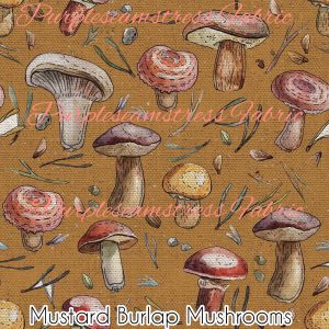 Mustard Burlap Mushrooms - Fabric